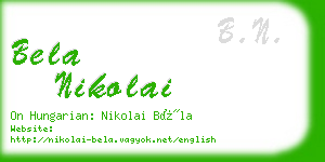 bela nikolai business card